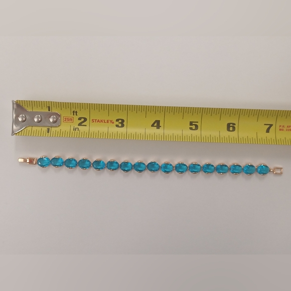 New Shimmering Vivid Blue Stone 18k Rose Goldplated 7" Bracelet Pretty Bird - Picture 2 of 6